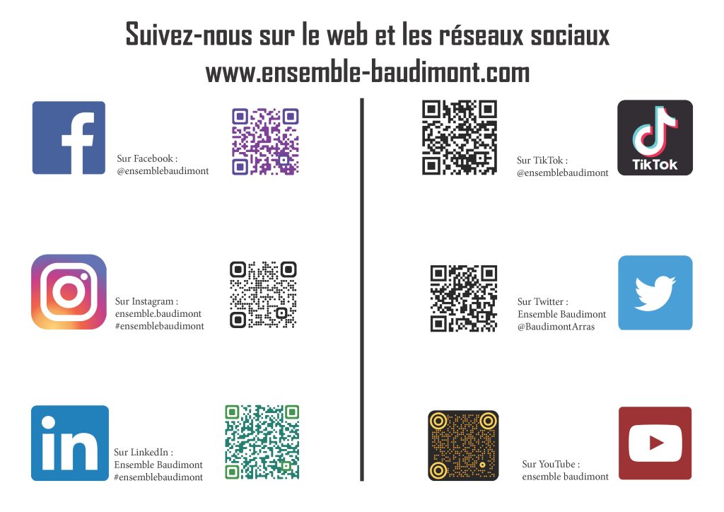 Les QR Code de tous les réseaux de l'Ensemble Baudimont